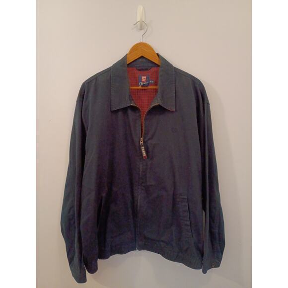 Men's Chaps Ralph Lauren XL Navy Harrington Jacket Windbreaker Gingham Preppy - Picture 6 of 11